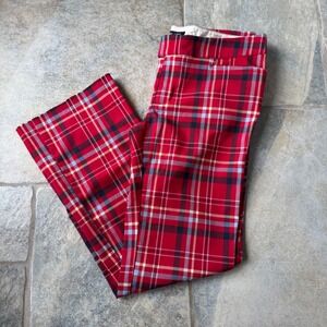 Y2K Abercrombie Red Plaid Stretch Pants Sz 8‎ Tartan Grunge Preppy Punk
